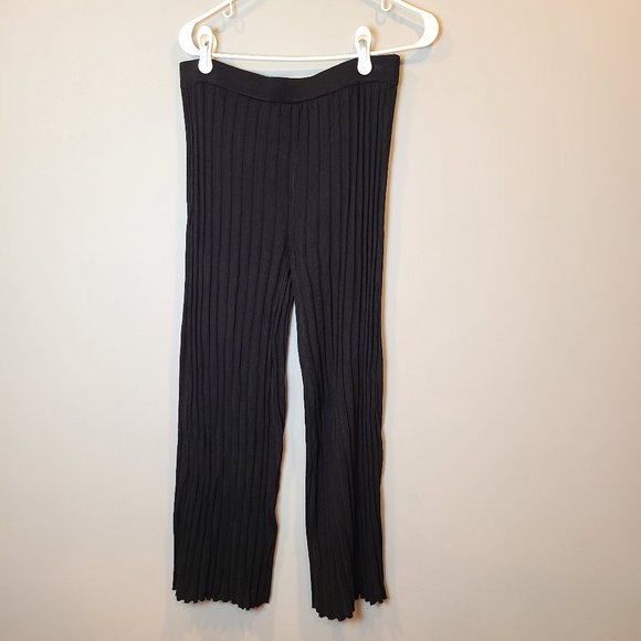 House of Harlow 1960 Pants Knit Ribbed Wide Leg Revolve Womens Medium Black - Picture 1 of 9
